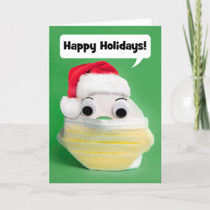 Tarjeta Festiva Papel Higiénico Felices Fiestas en Máscara Facial 