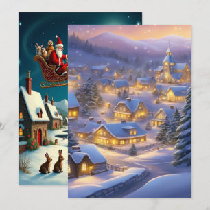 Tarjeta Festiva Papel pintado de Aldea Invernal Navideña Encantado