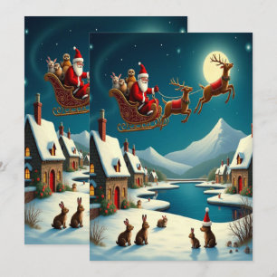 Tarjeta Festiva Papel pintado de Aldea Invernal Navideña Encantado