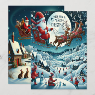 Tarjeta Festiva Papel pintado de pueblo invernal encantador de Nav