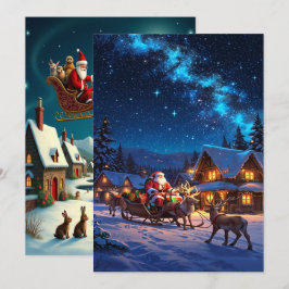 Tarjeta Festiva Papel pintado encantador de la aldea de invierno d