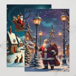 Tarjeta Festiva Papel pintado encantador de la aldea de invierno d