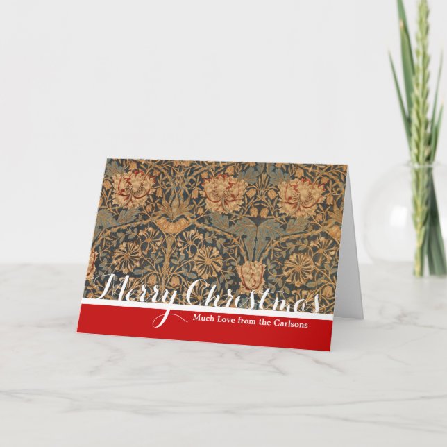 Tarjeta Festiva Papel pintado rico de madreselva de William Morris (Anverso)