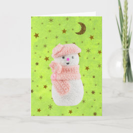 Tarjeta Festiva Papel verde abstracto con estrellas doradas, mujer