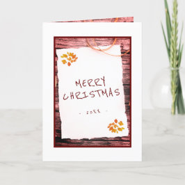 Tarjeta Festiva Papel viejo y rústico: Feliz guión navideño