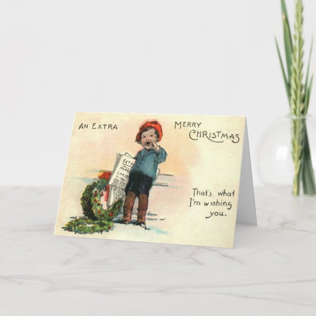 Tarjeta Festiva Paperboy con Wreath (Anverso)
