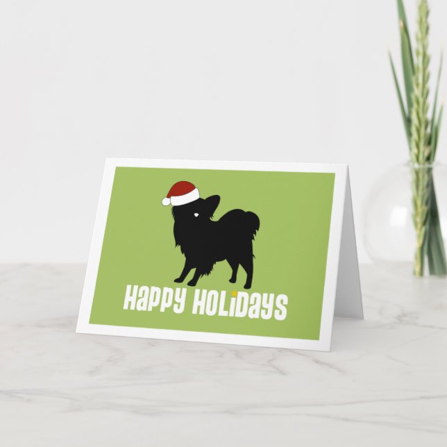 Tarjeta Festiva Papillon Santa Hat (Anverso)
