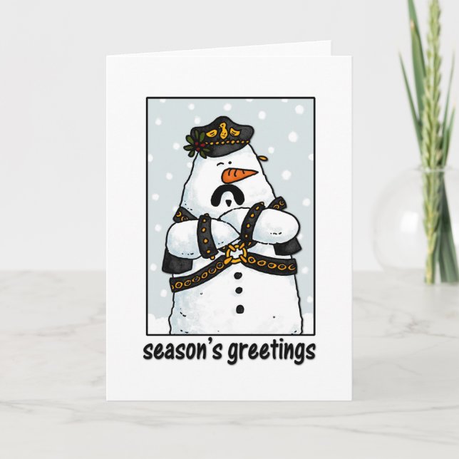 Tarjeta Festiva papito de cuero snowman (Anverso)