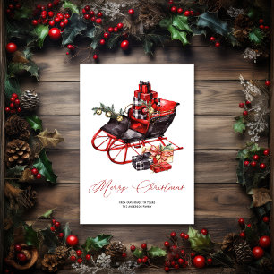 Tarjeta Festiva Paquetes Sleigh de Navidades Rojos Vintage