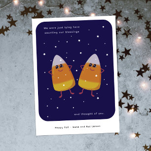 Tarjeta Festiva Par de Candy Corn "Contando Nuestras Bendiciones"