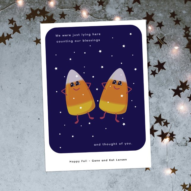 Tarjeta Festiva Par de Candy Corn "Contando Nuestras Bendiciones"  (Subido por el creador)