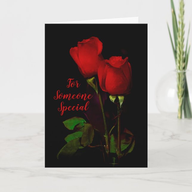 Tarjeta Festiva Para alguien especial elegante Roses rojos San Val (Anverso)