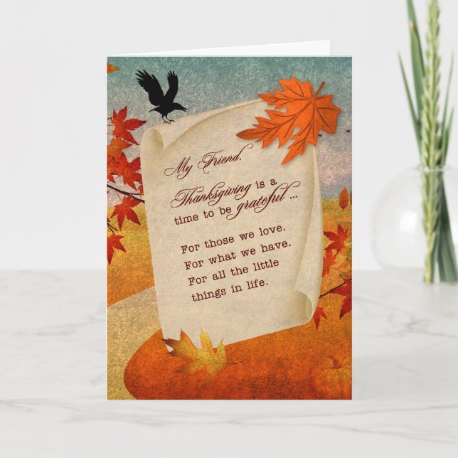 Tarjeta Festiva para Amigo Sentimental Camino de Otoño Día de Acci (Anverso)