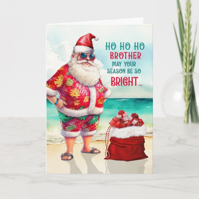 Tarjeta Festiva para Brother Santa in Sungafas Navidades divertido (Anverso)
