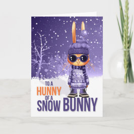 Tarjeta Festiva para Chicas Cute Navidades Morados Snowbunny