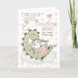 Tarjeta Festiva para Chicas Dinosaur Kisses Stegosaurus Valentine