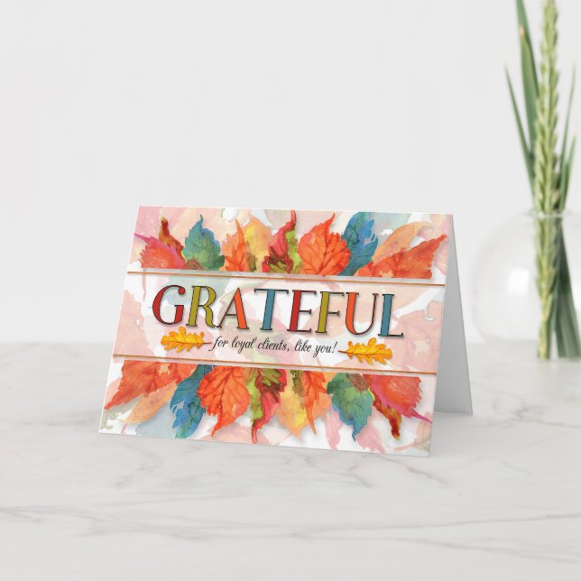 Tarjeta Festiva para clientes agradecidos Día de Acción de Gracias (Anverso)