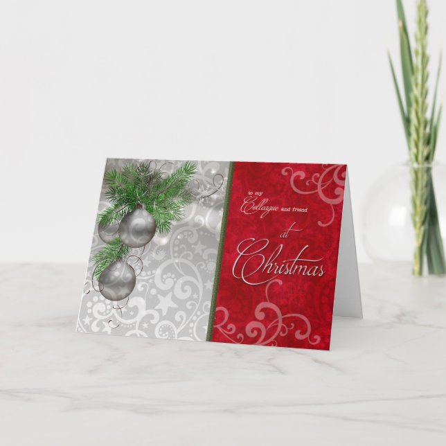 Tarjeta Festiva para colega/compañero de trabajo en Navidades (Anverso)