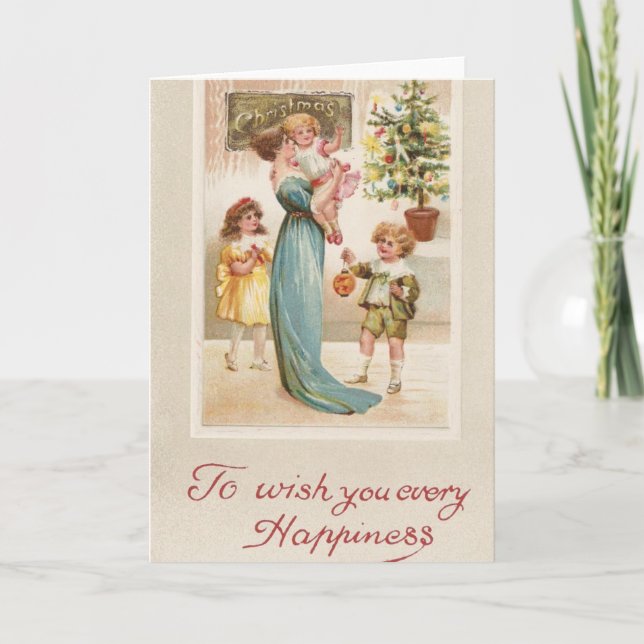 Tarjeta Festiva Para Desearte A Todos Los Navidades De Felicidad (Anverso)