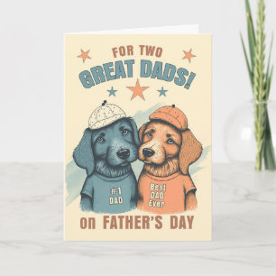 Tarjeta Festiva para Dos Papás Día del Padre Perros en Azul y Marr