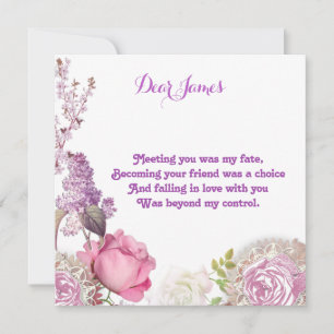 Tarjeta Festiva Para él, cariño, Valentines Rosas Vintage Personal