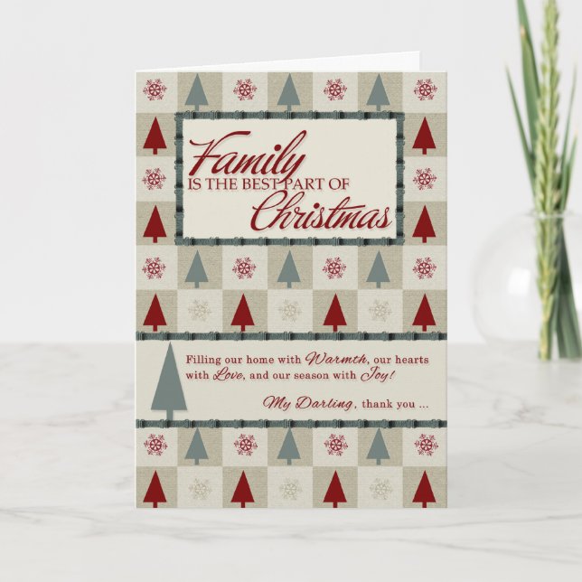 Tarjeta Festiva para el estilo retro rojo y verde del marido (Anverso)