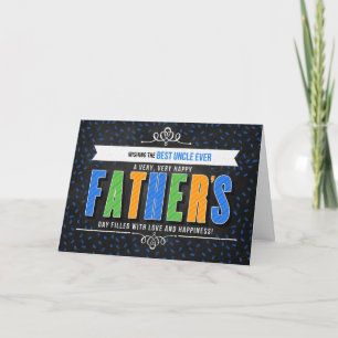 Tarjeta Festiva para el tío Tipografía Colorida en el Día del Padr