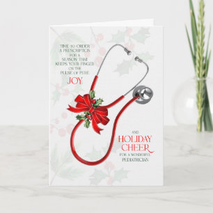 Tarjeta Festiva para estetoscopio de pediatra alegría y felicidad