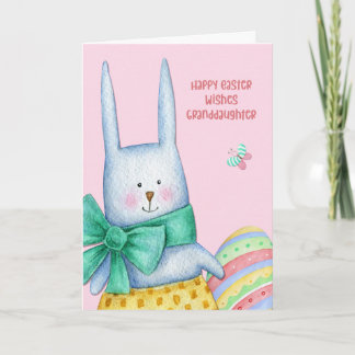 Tarjeta Festiva Para la abuela Conejo de Pascua con Huevo Decorado