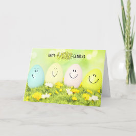 Tarjeta Festiva para la abuela Sonriendo Huevos de Pascua