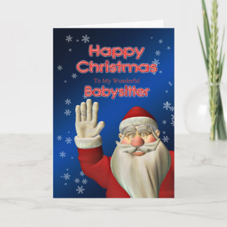 Tarjeta Festiva Para la niñera, un Santa ondeando