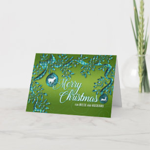 Tarjeta Festiva para la sobrina y el marido Bright Green y Turquoi
