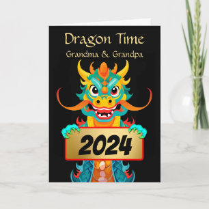 Tarjeta Festiva Para los abuelos Año Nuevo Chino del Dragón