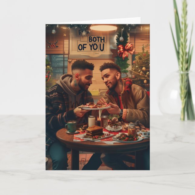 Tarjeta Festiva Para los dos Navidades LGBT arte digital (Anverso)
