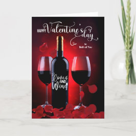 Tarjeta Festiva Para los dos Rosas de San Valentín Vino