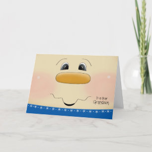 Tarjeta Festiva Para los Navidades nietos Felices Cara de Snowman