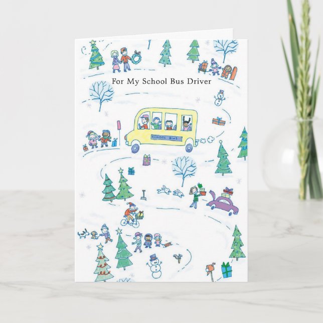 Tarjeta Festiva Para mi conductor del autobús escolar (Anverso)