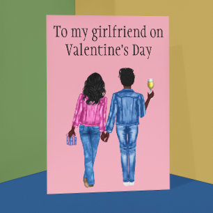 Tarjeta Festiva Para mi Novia en el Día de San Valentín Acuarela