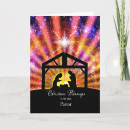 Tarjeta Festiva Para mi pastor, Navidades de la puesta del sol