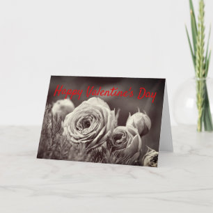 Tarjeta Festiva "Para Mi Valentín" Rosas en Sepia