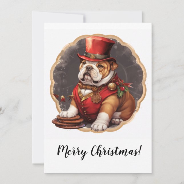 Tarjeta festiva para Navidades de Bulldog Caballer (Anverso)