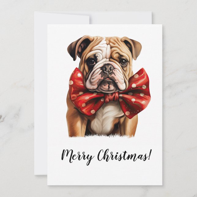 Tarjeta festiva para Navidades de cinta de Bulldog (Anverso)