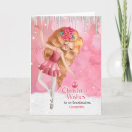Tarjeta Festiva para Nieta Navidades Ballerina Rosa