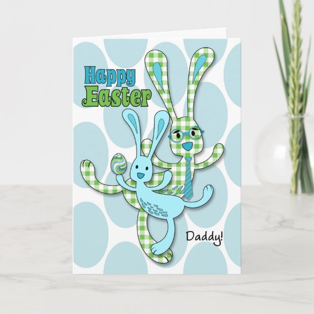 Tarjeta Festiva para papá en Pascua en azul (Anverso)