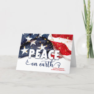 Tarjeta Festiva para Policía Paz en la Tierra Bandera Americana