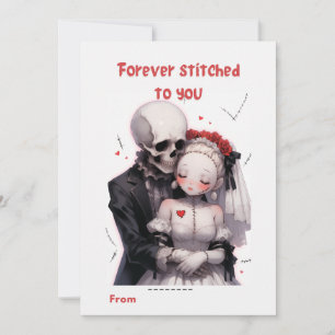 Tarjeta Festiva Para siempre cosido a ti Pareja de esqueletos del 