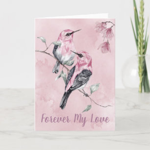 Tarjeta Festiva Para siempre mi amor pájaros en acuarela
