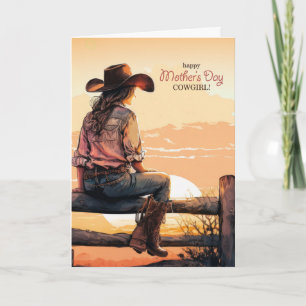 Tarjeta Festiva para una vaquera en el Día de la Madre Rancho Atar