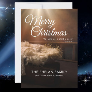 Tarjeta Festiva Para Unto Us un niño nace Navidades religiosos