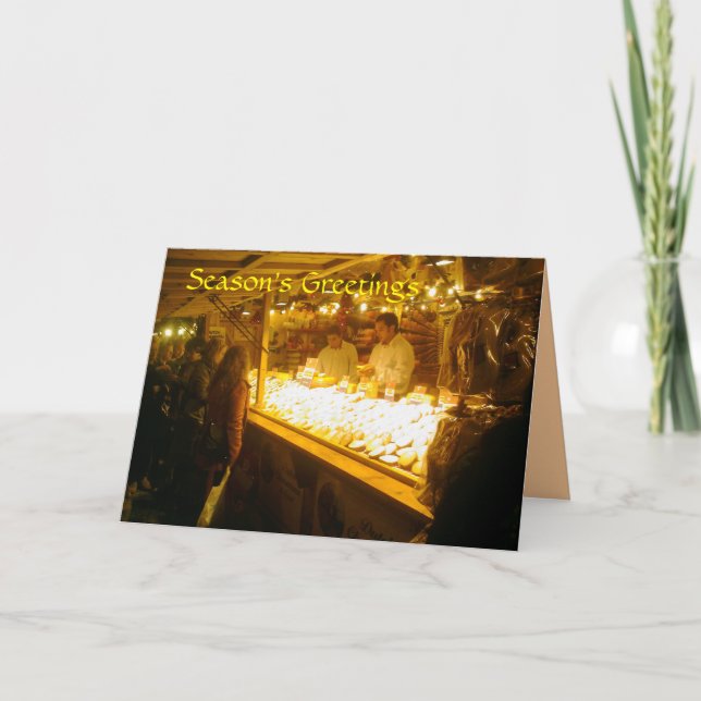 Tarjeta Festiva Parada del queso, mercado alemán del navidad, (Anverso)